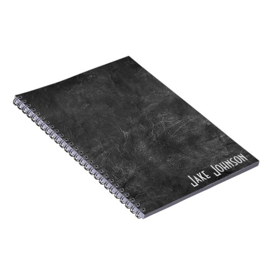 Carnet Cuir noir Abstrait avec nom (Côté Droit)