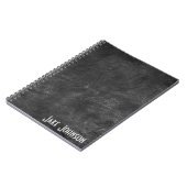 Carnet Cuir noir Abstrait avec nom (Côté gauche)