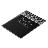 Carnet Cuir noir et blanc & dentelle (Côté gauche)