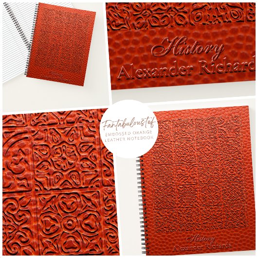 Carnet Cuir orange gaufré