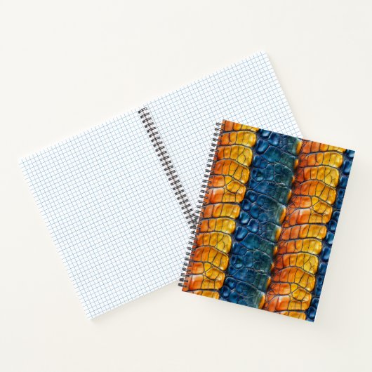 Carnet Cuir Reptile bleu jaune (Intérieur)