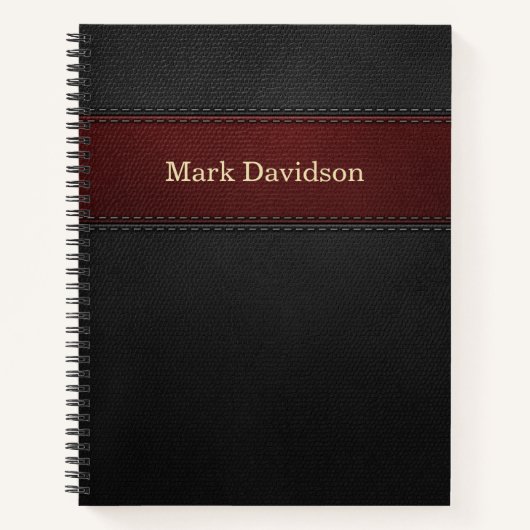 Carnet Cuir rouge et noir sur mesure (Devant)