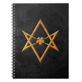 Carnet Cuir unicursale d'or de noir de Hexagram de (Devant)
