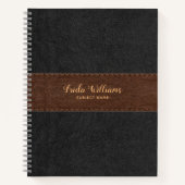 Carnet Cuir vintage noir et Brown Faux (Devant)