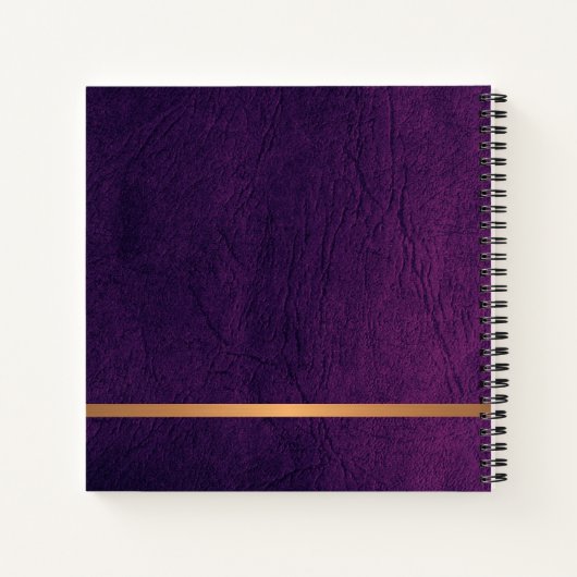Carnet Cuir violet élégant luxe doré monogrammé (Dos)