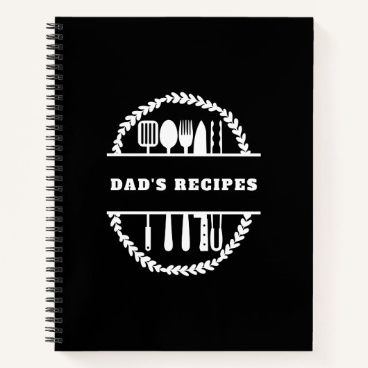 Carnet Cuisine de cuisson noir et blanc Recettes papa (Devant)