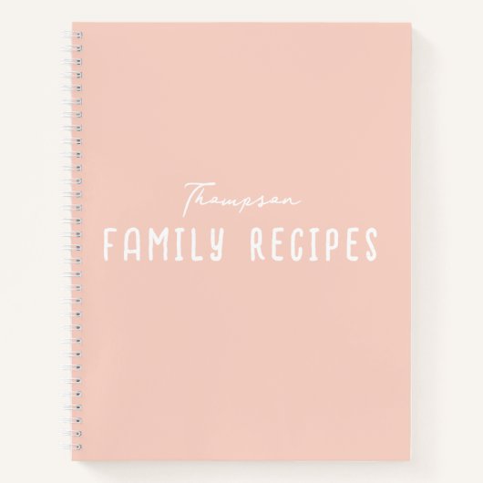Carnet Cuisine de script moderne rose vif Famille Recette (Devant)