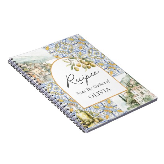 Carnet Cuisine Motif en mosaïque méditerranéenne d'olive (Côté Droit)