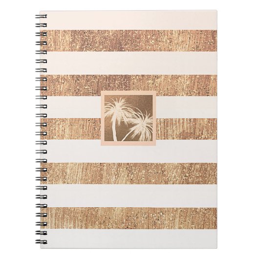 Carnet Cuivre et crème Palmiers tropicaux Moderne Chic (Devant)