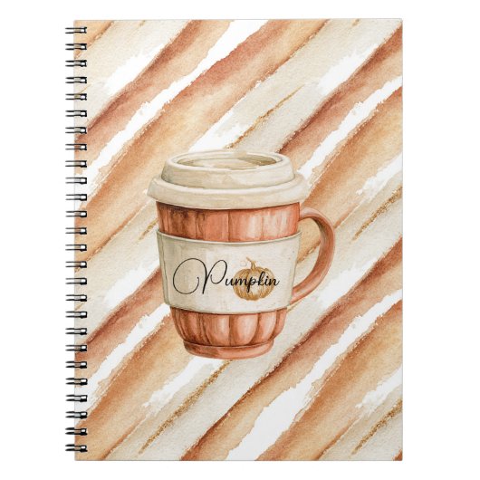 Carnet Cup Pumpkin Latte aux pêches rayé   (Devant)