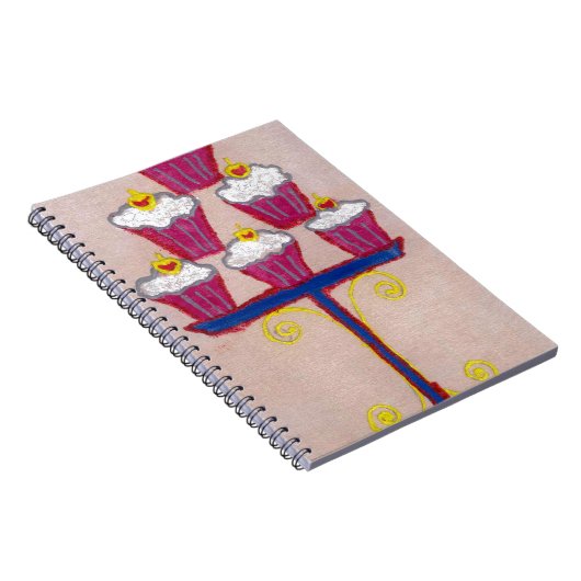 Carnet Cupcake Art Imprimer avec cerise et Arrière - plan (Côté Droit)