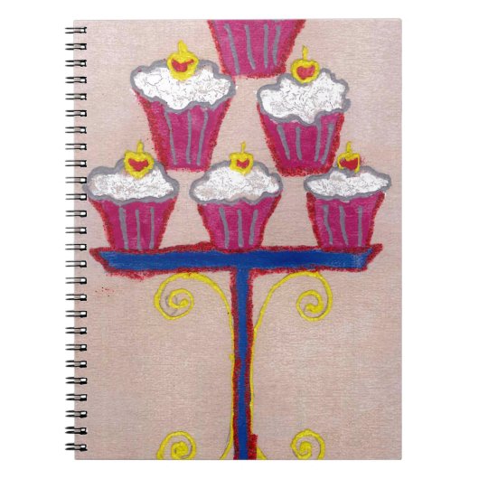 Carnet Cupcake Art Imprimer avec cerise et Arrière - plan (Devant)