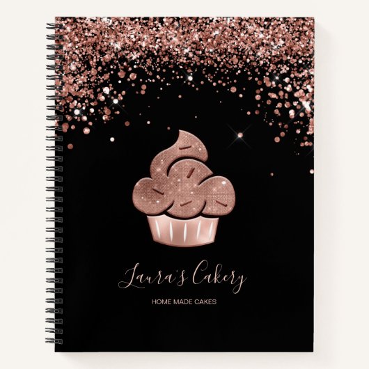 Carnet Cupcake Bakery Pastry Chef Glitter Drips Rose Gold (Devant)