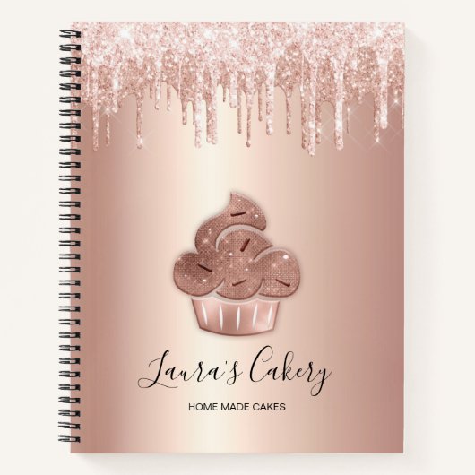 Carnet Cupcake Bakery Pastry Chef Glitter Drips Rose Gold (Devant)
