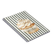 Carnet Cupcake de Noël Olive Crème Rayures Flocon de Neig (Côté Droit)