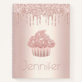 Carnet Cupcake rose or parties scintillant gouttes nom gl (Devant)
