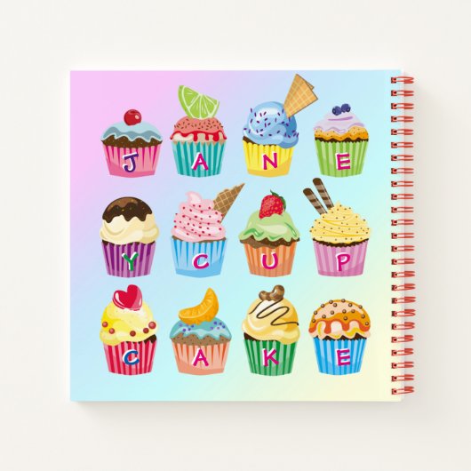 Carnet Cupcakes Ajouter Votre Nom Monogram Muffin Cute Tr (Dos)