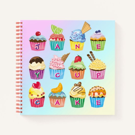 Carnet Cupcakes Ajouter Votre Nom Monogram Muffin Cute Tr (Devant)