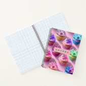Carnet Cupcakes arc-en-ciel personnalisés avec paillettes (Intérieur)