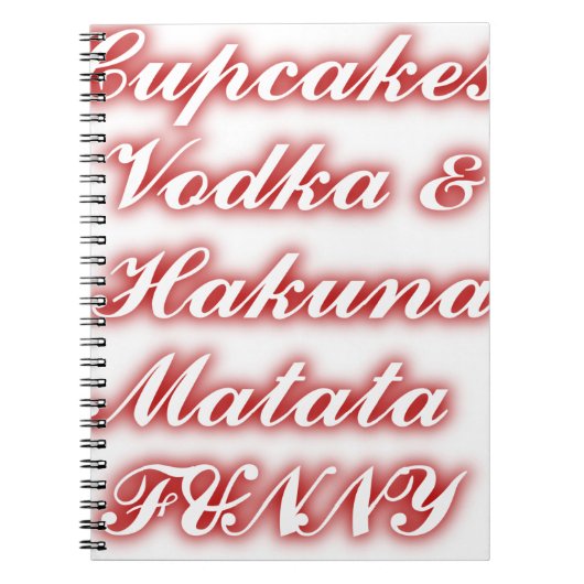 Carnet Cupcakes Rouge Vodka Hakuna Matata FUNNY. (Devant)