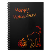 Carnet Curieux chat noir et Citrouille Motif Halloween (Devant)