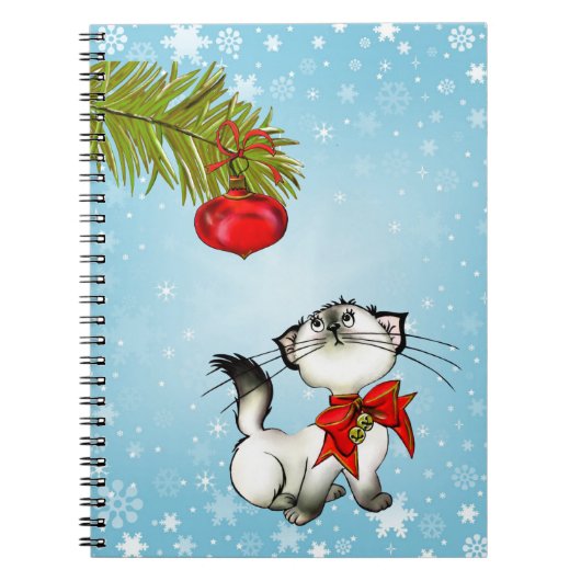 Carnet Curieux Kitty de Noël Avec Un Bow Rouge (Devant)