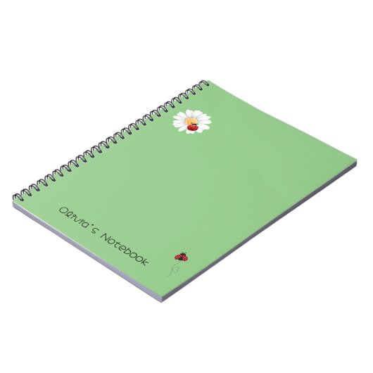 Carnet Curte Ladybug Flower gradient Nom personnalisé (Côté gauche)