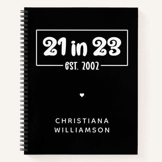 Carnet Custom 21st Birthday Cadeau 21 en 23 Est 2002 (Devant)