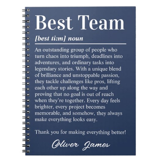 Carnet Custom Best Team Definition Employee Appreciation (Devant)