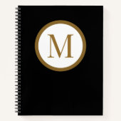 Carnet Custom Black & Gold Center Seal Monogram (Devant)