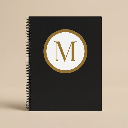 Carnet Custom Black & Gold Center Seal Monogram