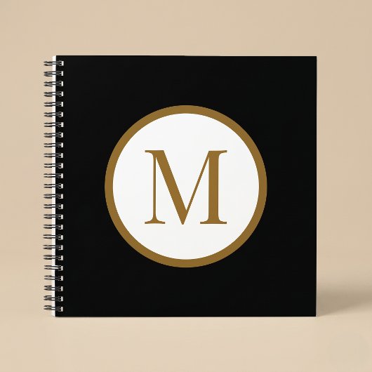 Carnet Custom Black & Gold Center Seal Monogram