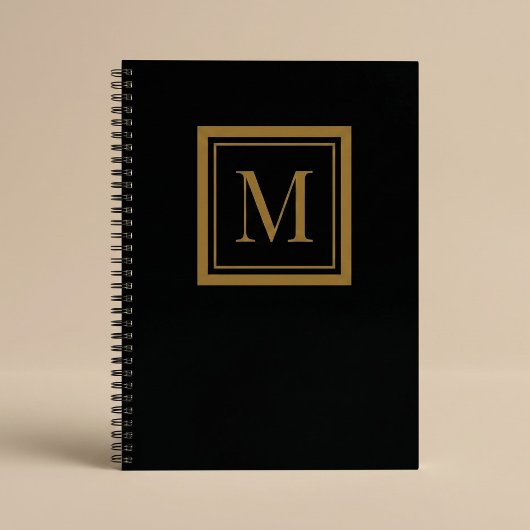 Carnet Custom Black & Gold Framed Monogram