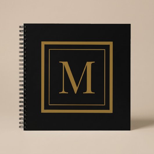 Carnet Custom Black & Gold Framed Monogram