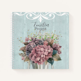 Carnet Custom Charming botanical White filigree Blue