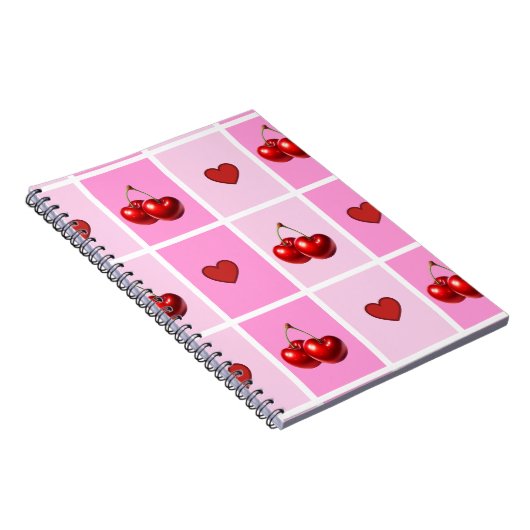 Carnet Custom Cherry Heart Checkerboard Pattern (Côté Droit)