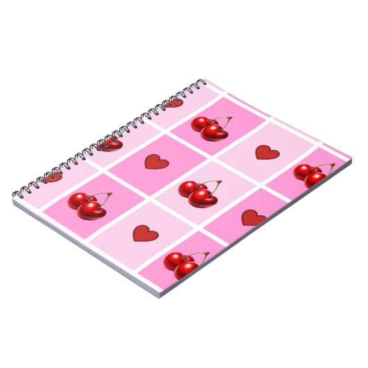 Carnet Custom Cherry Heart Checkerboard Pattern (Côté gauche)