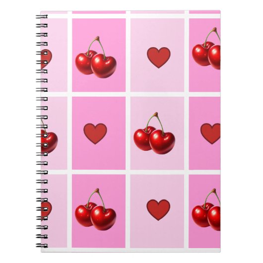 Carnet Custom Cherry Heart Checkerboard Pattern (Devant)