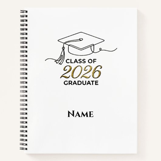 Carnet Custom Class of 2026 Graduation Notebook with Gold (Devant)