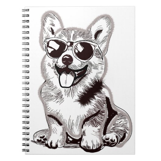 Carnet Custom Corgi Puppy with Sunglasses | Sketch Art (Devant)