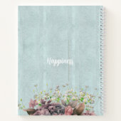 Carnet Custom decoratived botanical retro logo Blue (Dos)