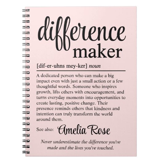 Carnet Custom Difference Maker Definition Appreciation (Devant)