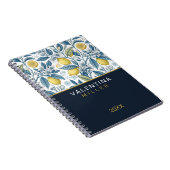Carnet Custom Elegant Mediterranean Lemon Botanical Navy (Côté Droit)