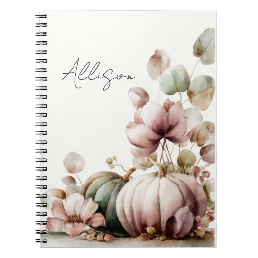 Carnet Custom Fall Design with Pumpkins and Flowers (Devant)