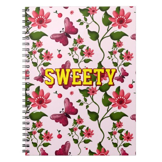 Carnet Custom floral butterfly pattern  (Devant)