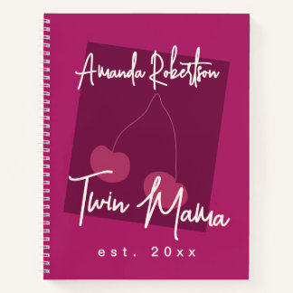 Carnet Custom Funny Twin Mama Hot Pink Cute Whimsical 
