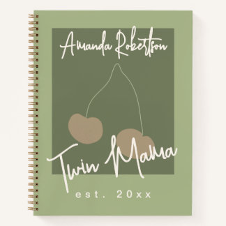 Carnet Custom Funny Twin Mama Sage Green Cute Whimsical