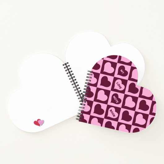 Carnet Custom Heart Checkerboard Pattern Bordeaux Pink -  (Intérieur)