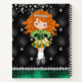 Carnet Custom Irish Dance Redhead Girl Green, Noir (Dos)