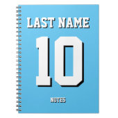 Carnet Custom Light Blue Nom Sports Jersey Numéro (Devant)